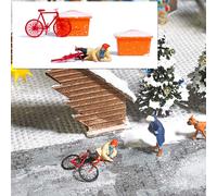 Cyclist crashed on icy road Action set HO/OO Gauge Busch 7856