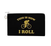 Cyclist How I Roll Coin Purse Fashion Canvas Pouch Portable Wallet Makeup Bag for Men Women