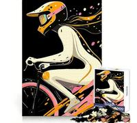 Cyclist in Motion 1000 Piece Jigsaws for Teenagers Puzzle Logic Game Tight Edge Hard Challenge Night Fun (38x52cm)