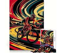 Cyclist in Motion Abstract Art Puzzles for Adults 1000 Puzzles Memory Build Smooth Connection Home Enjoyable Home Art (38x26cm)