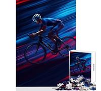 Cyclist in Motion Jigsaw Puzzles 1000 Pieces for Adults Peaceful Calm Stress Relief Mindful Peaceful Leisure Game (50X75cm)