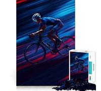 Cyclist in Motion Jigsaw Puzzles1000 Pieces Leisure Game Smooth Connection Fun Activity Night Activity (38x26cm)
