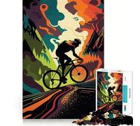 Cyclist in Mountain Landscape Jigsaw Puzzles 1000 Pieces for Adults Decompress Game Tight Joint Home Enjoyable (38x26cm)
