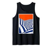 Cyclist on Blue Stripe Hills Retro Sunset Minimal Art Tank Top