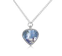 Cyclist Winter Riding Heart Pet Ashes Necklace Jewellery Dog Alloy Keepsake Pendant Cat