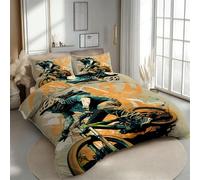 Cyclists Duvet Cover Set King Size Cycling 3D Print Bedding Quilt Cover Set Soft Microfiber Comforter Cover 3 Pieces with Zipper Closure + 2 Pillowcases Bedroom Decor 1R179