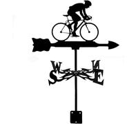 Cyclists Weather Vane Decorative Steel Stake Weathervane Farmhouse Durable Wind Direction Indicator Metal Weathervanes Scene Weathercock for Outdoor Roof Courtyard Decoration
