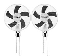 Cyclone 16” Wall Mounted Oscillating Fan Twin Pack | 3-Speed Quiet Air Circulation for Grow Tents, Greenhouses, Home & Office | Wall-Mount Fans with Tilt & Oscillation | UK Plug