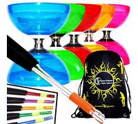 Cyclone QUARTZ II Pro Diabolo Set (6Colours) Triple Ball Bearing Clutch Diabolos + Matching Coloured Ali Metal Handsticks, Diablo String & Bag! (Purple Diabolo + Purple Handsticks)
