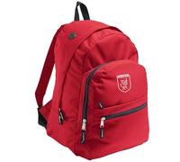 Cyclops Print Liverpool Backpack, Liverbird Logo, 24 Litres, Padded Adjustable Straps, Multiple Zip Pockets, Headphone Port (Red/White)