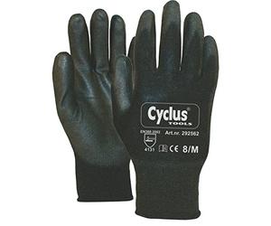 Cyclus Tools PU Coated Nylon Workshop Gloves, Black, 12 Pairs, Medium