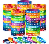 CYCLUSIVE 100 Pieces LDS Youth Theme Walk with Me Bracelets Mormon Silicone Wristbands Christian Faith Baptism Gifts for Men Women（Swirl Color）