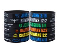 CYCLUSIVE 6 Pieces Christian Bible Verses Silicone Wristbands-Popular Bible Verses Faith Rubber Bracelets-Religious Jewelry Gifts-Jesus Bracelet for Men Women, 8 inches, Rubber