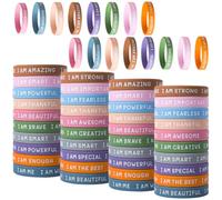 CYCLUSIVE 60 Pieces Students Inspirational Wristbands Rubber Bracelets Fun Motivational Wristbands for Kids Students Back to School Gifts