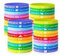 CYCLUSIVE Ultra-Thin Christian Rubber Bracelets Bulk Bible Verse Scripture Silicone Wristbands Gifts for Sunday School Prizes Bible Silicone Bracelets, 8 inches, Silicone
