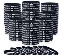 CYCLUSIVE Ultra-Thin Christian Rubber Bracelets Bulk Bible Verse Scripture Silicone Wristbands Gifts for Sunday School Prizes Bible Silicone Bracelets, 8 inches, Silicone