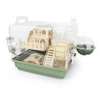 Cycodo 8 in 1 Acrylic Hamster Cage,Wooden Small Animal Cage with Accessories & Toys,2-Layer Small Pet House for Dwarf Hamsters,Mice,Gerbils(Green,14"*11"*10")