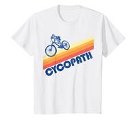 Cycopath! Funny Mountain Biking Vintage 80s T-Shirt, Youth, White, Large