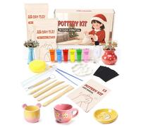 cyctravel Pottery Kit, Potted Pottery Kit Including 1kg of No Bake Clay, Clay Varnish, Suitable for The Production of Various Creative Decorations, Pottery Kit for Adults Suitable for Beginners