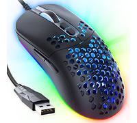 CYD C306 Wired Gaming Mouse with Honeycomb Shell, 12800 DPI 7 Button RGB Mouse, Computer Mouse Lightweight Gaming Mice Ergonomic Mouse Gamer, Windows/Mac/Linux Support