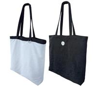 CYD Packable Beach Tote for Women, Foldable Lightweight Vacation Bag, Soft Medium Shoulder Tote for Travel, Pool and Resort Days, Reversible Two Tone Tote Bag for Easy Packing and Storage