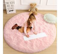 Cydiria Pink Round Rug for Teens Girls Kids Bedroom, Cute Fluffy Circle Shaggy Area Rug Fuzzy Carpet for Baby Nursery Home Decor, 5Ft Soft Circular Rugs for Living Room, Plush Princess Castle Rugs