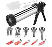 CyDuan Jerky Gun for Ground Meat, 5 Stainless Nozzles, 2 Cleaning Brushes