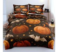 CYDXD Halloween Bat Bedding Set for Kids Boys Bedroom Decor,Scary Animal Theme Duvet Cover Super King Cute Pumpkins and Stars Quilt Cover Breathable Microfiber Bedspread Super King