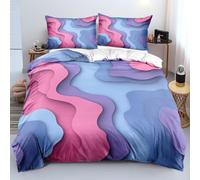 CYDXD Modern Geometric Duvet Cover King with Zipper Closure,Pink,Purple and Blue Gradient Wavy Stripes Bedding Set with Pillowcases,Soft Microfiber Easy Care Quilt Cover King