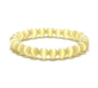 CYDXD Natural Crystal 8mm Beaded Bracelet,Adjustable Stretch Handmade Beaded Crystal Bangles for Women Teenage Girls,Birthday Yoga Gifts Yellow 8mm
