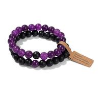 CYDXD Natural Stone Bead Bracelet 2Pcs for Couple,8mm Handmade Beaded Elastic Adjustable Bangles for Men Women Birthday Yoga Handmade Gifts Purple Jade 8mm