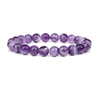 CYDXD Natural Stone Beaded Bracelet,8mm Natural Amethyst Elastic Beaded Bangles for Women Girls Birthday Yoga Friendship Handmade Gifts 8mm