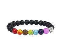 CYDXD Natural Stone Bracelet for Men Women,8mm Black and Multicolor Bead With Elephant Pattern Bangles for Men Women Festival Accessories Birthday 8mm