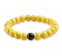 CYDXD Natural Stone Bracelets,8mm Yellow Turquoise Round Beads Stretch Adjustable Beaded Bangles Friendship Gifts for Men Women Yellow Black 8mm