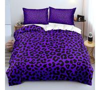 CYDXD Purple Leopard Print Duvet Cover Double,Abstract Animal Cheetah Pattern Bedding Set with Zipper,Breathable Microfibre Wild Animal Quilt Cover for Kids Boys Bedroom Double