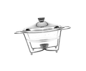 CYDZSRA Buffet Warmers Sets Combining Class And Functionality Catering Events Success With Variety Of Food Options Buffet Server With Metal Lid Glass Servers Clear, Silver, 20.3x 32.8cm