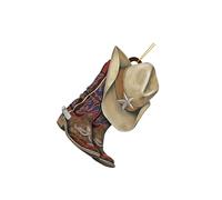 CYDZSRA Charming Car Pendant Cowboy Hat Boots Rearview Mirror Dangle Accessories Unique Gift Making Wonderful Flat Car Interior Decoration Adds Fashion Sense To Vehicle. Made Fine Acrylic