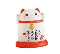 CYDZSRA Cute Toothpick Organizer Container Case with Lid Traditional China Lucky Cat Ornaments Storage Needs Beautiful and Practical Household Cotton Swab Storage Case Multipurpose, White, 6.6x7.7cm