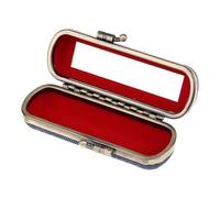 CYDZSRA Elegant Lipstick Holder Makeup Case Jewelry Box - Show Taste and Elegance On Go Case with Mirror Compact in Size Lipstick Holder Purse Lip Stick Lip Gloss, Dark Blue