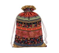 CYDZSRA Gift Bag Empty Drawstring Festival Atmospheres Ethnic Candy Pouch Cookie Sugar Organizer Hanging Wedding Packaging, Red, 10x15CM