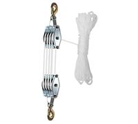 CYDZSRA Heavy Duty Compact Rope Hoist Pulley System Offers Manual Lifting Device For Labor Saving Solutions In All Scenarios Rope Hoist Pulley System For Lifting Heavy Object, Silver, 20 m