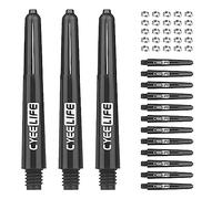 CyeeLife 15pcs Dart Shafts with 20pcs Metal o Rings,5 sets Plastic stems Black 48mm