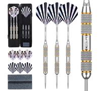 CyeeLife 3 Pack Steel Tip Darts Set,Professional Dart with 6pcs Darts Stems + 6pcs Dart Flights + 1pcs Dart Sharpener Tool for Dart Board