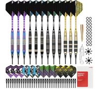 CyeeLife Darts Plastic Tip,Professional Soft Tip Darts Set for Electronic Dartboard 12pcs with 50 Extra Tips 12 Shafts 24 Flights 2 Flight Protctors 20 Rubber O Rings Shaft Lock System and Dart Tool