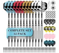 CyeeLife Darts Plastic Tip,Soft Tip Darts Set, 12 Pcs 15/17 Grams with 50 Extra Dart Tips 24 Flights 20 Rubber O Rings 2 Flight Protectors and Wrench for Electronic DartBoard