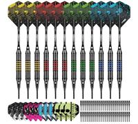 CyeeLife Soft Tip Darts Set - 12 Pack Professional Darts with 4 Colored Barrels, 24 Dart Flights, 50 Extra 2BA Tips for Electronic Dartboard - Perfect for Home, Pub & Party Games