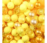 CYEENUT 20mm Acrylic Beads 120pcs Yellow hunk Bubblegum Bead 20mm Multicolor Beadable Pen Ball Beads for Pen Bag Jewelry Making Necklace Bracelets (Yellow)