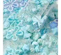 CYEENUT 500g Acrylic Assorted Beads Flower Star Butterfly Candy Acrylic Kawaii Beads for Keychain Bracelets Jewelry Making DIY Plastic Crafts (Blue)