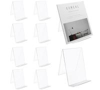 CYEER 10 PCS Book Stand for Display, Acrylic Book Display Stand, Small Clear Book Holder Tablet Holder Bookends Book Stands for Display Books, Picture Albums, Menu, Magazine Artworks(100x115x130mm)