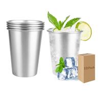 CYEER 10 PCS Stainless Steel Cup, 12oz/350ml Shatterproof Metal Cups Reusable Metal Beer Tumbler Mug, Stackable Camping Cups Travel Cup for Camping Travel Hiking Outdoor Indoor Activities